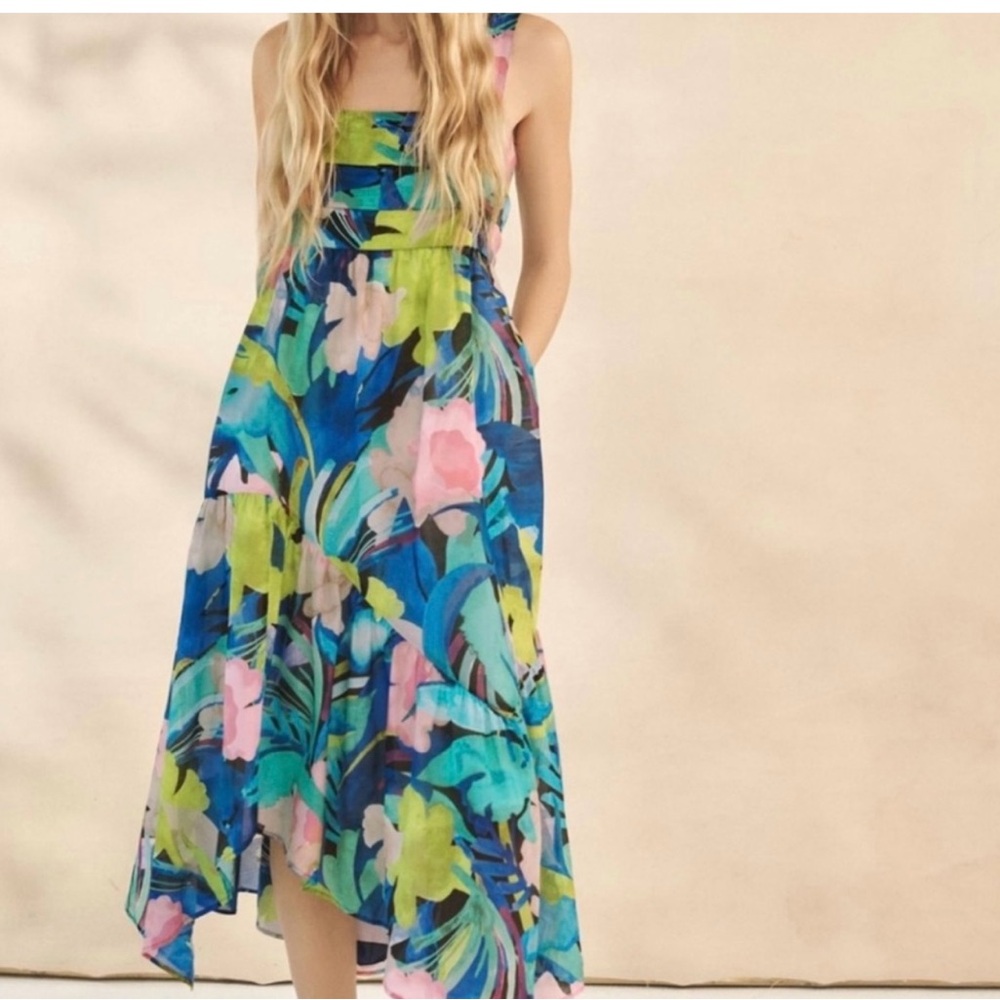 Anthropologie Green and Blue Dress